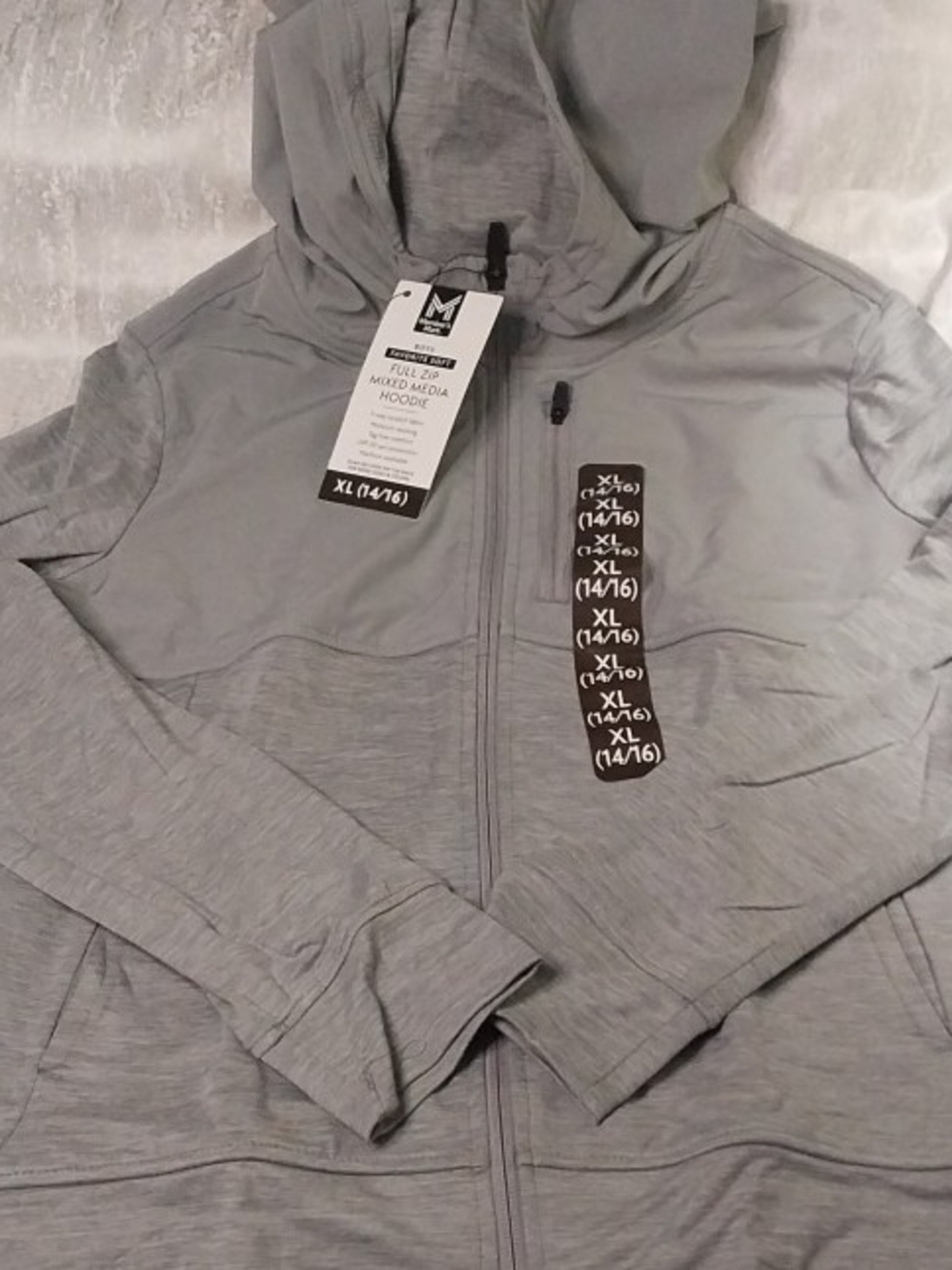 Boys Gray Favorite Soft Full-Zip Hoodie Sweatshirt - XL (14/16)